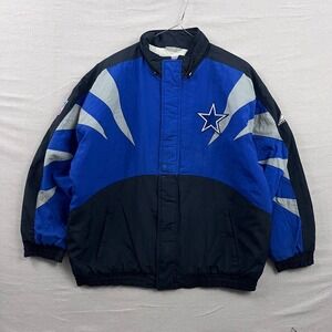 Apex One Dallas Cowboys Shark Tooth Jacket XL Blue Black Vintage 90s NFL Puffer
